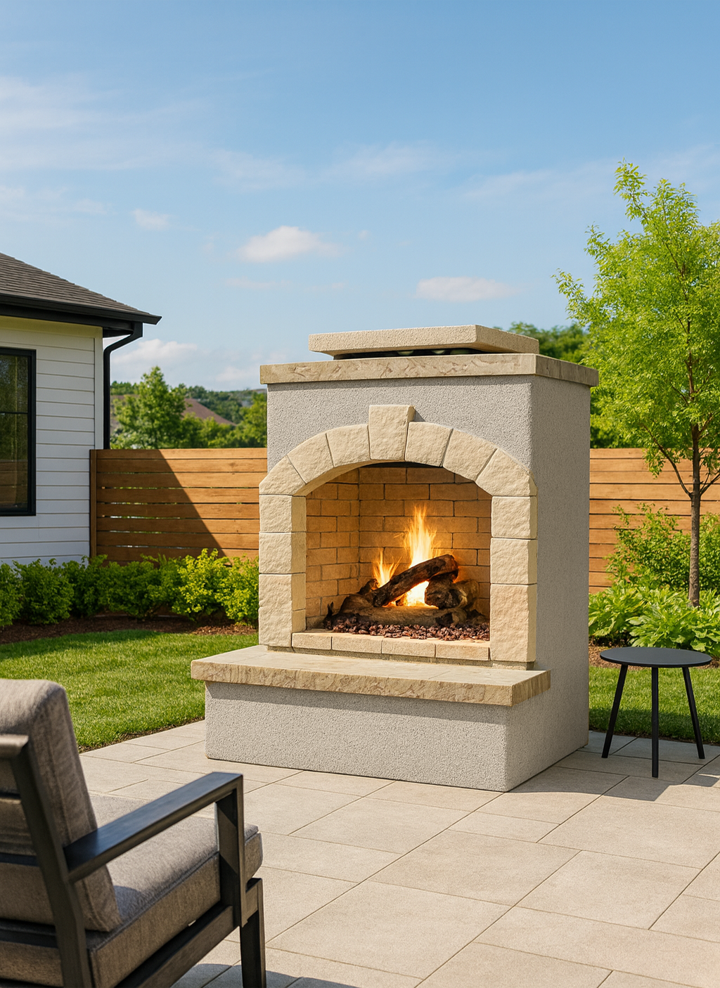 Cal Flame Outdoor Gas Fireplace and Wrap Around Mantle - FRP-906 Series