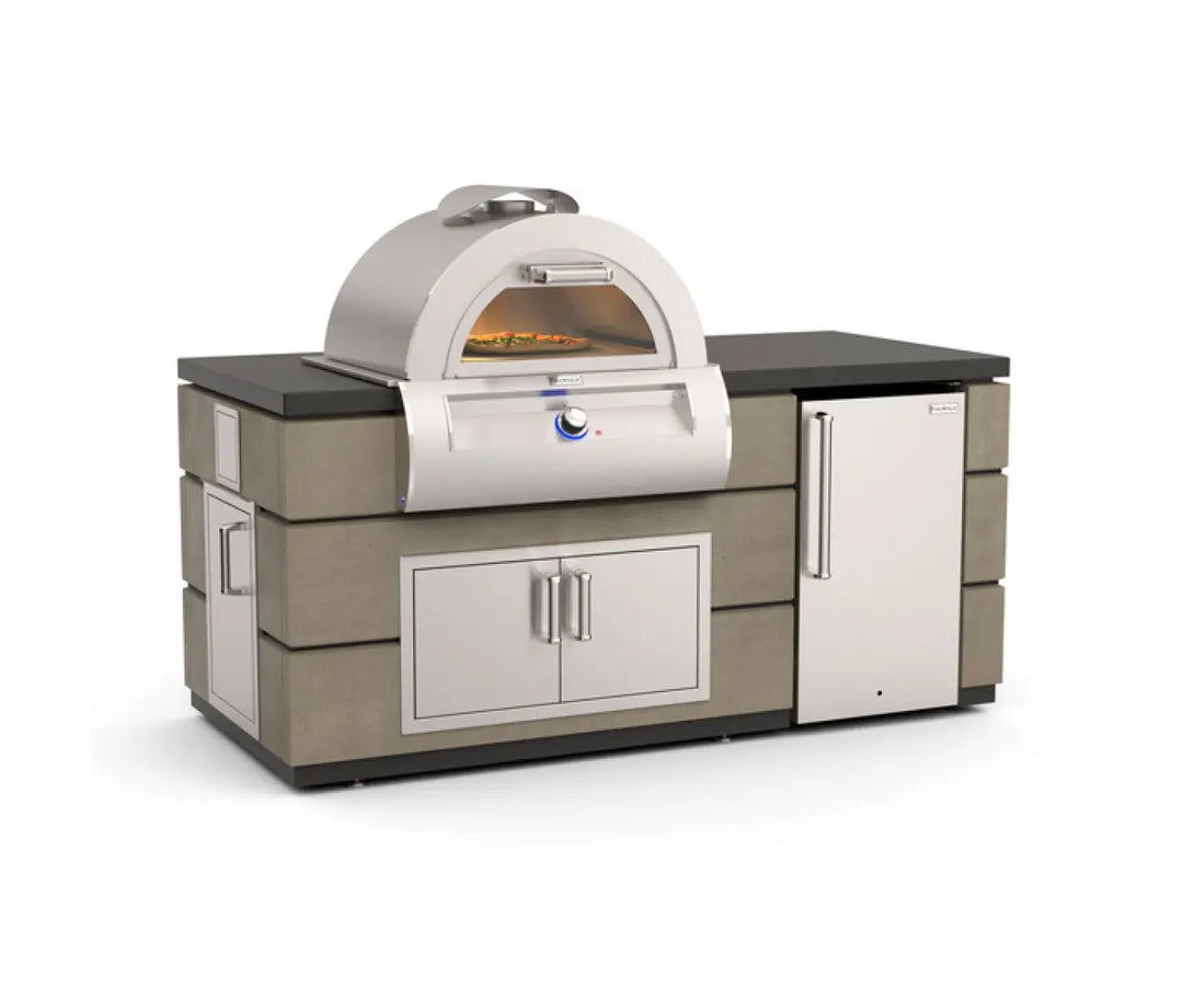 Fire Magic Pizza Oven Island Bundle - Contemporary GFRC Smoke