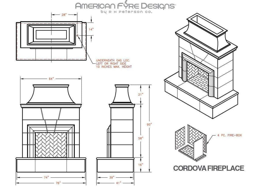 "Cordova" Fireplace- American Fyre Designs