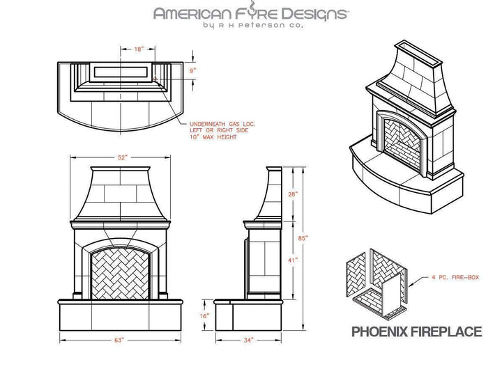 "Phoenix" Fireplace- American Fyre Designs
