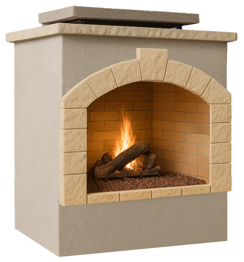Cal Flame Outdoor Gas Fireplace and Wrap Around Mantle - FRP-906 Series