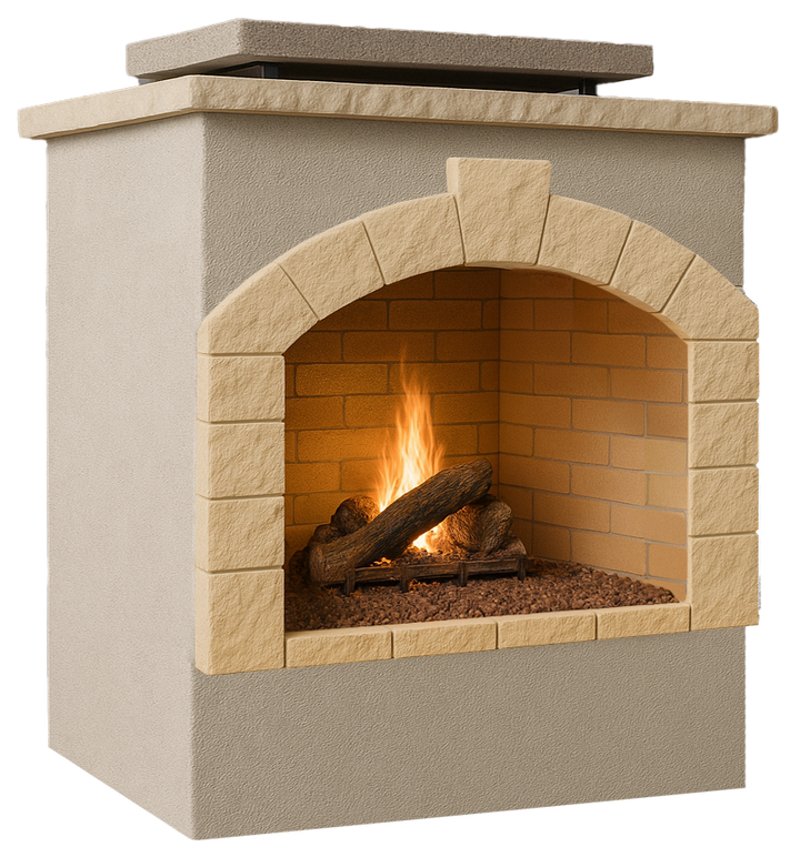 Cal Flame Outdoor Gas Fireplace and Wrap Around Mantle - FRP-906 Series