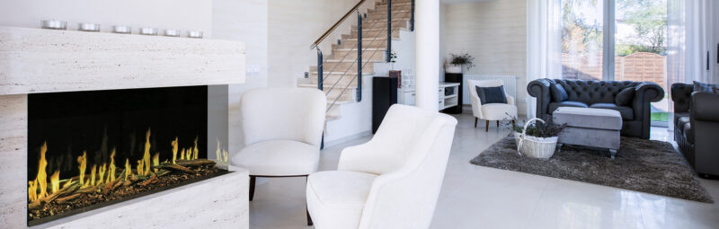 Chimenea eléctrica inteligente Orion Multi de Modern Flames, empotrada o de pared, de 52-120 pulgadas, con efecto de llama real