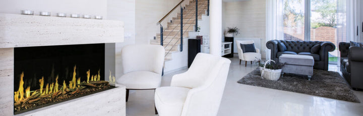 Chimenea eléctrica inteligente Orion Multi de Modern Flames, empotrada o de pared, de 52-120 pulgadas, con efecto de llama real