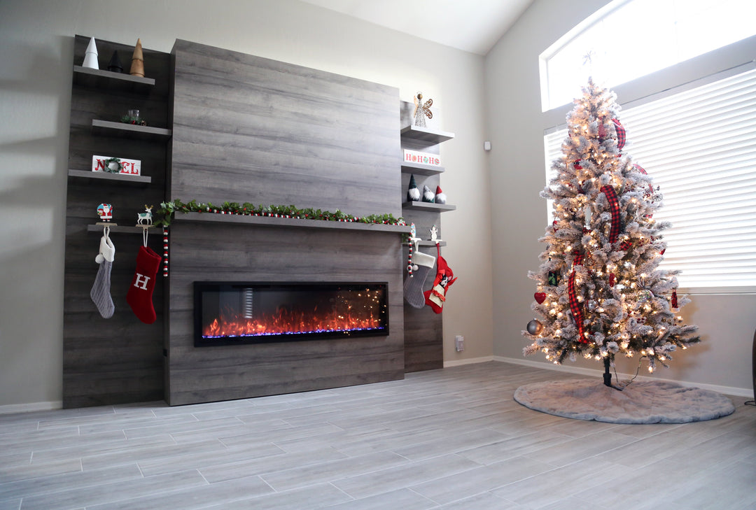 Sistema de chimenea de pared Allwood Media para chimenea eléctrica Spectrum Slimline de 60"