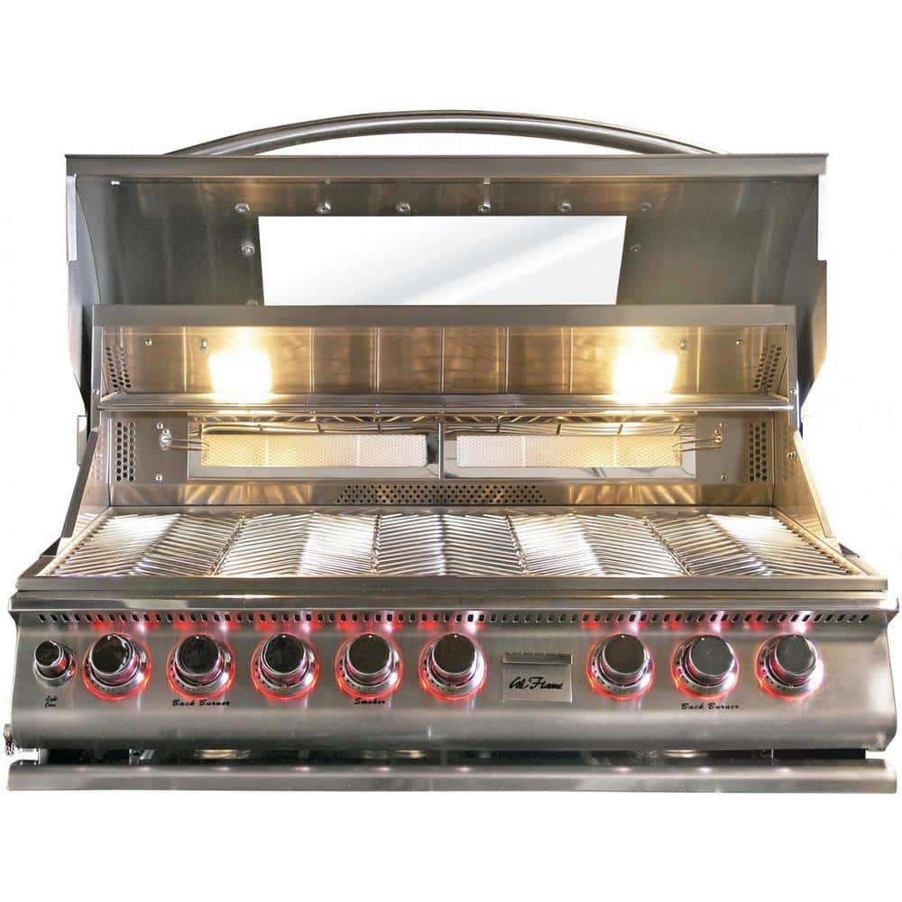 Parrilla de gas propano empotrada Cal Flame Top Gun de 40 pulgadas y 5 quemadores con quemador trasero infrarrojo