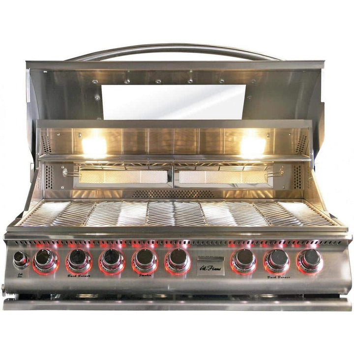 Parrilla de gas propano empotrada Cal Flame Top Gun de 40 pulgadas y 5 quemadores con quemador trasero infrarrojo