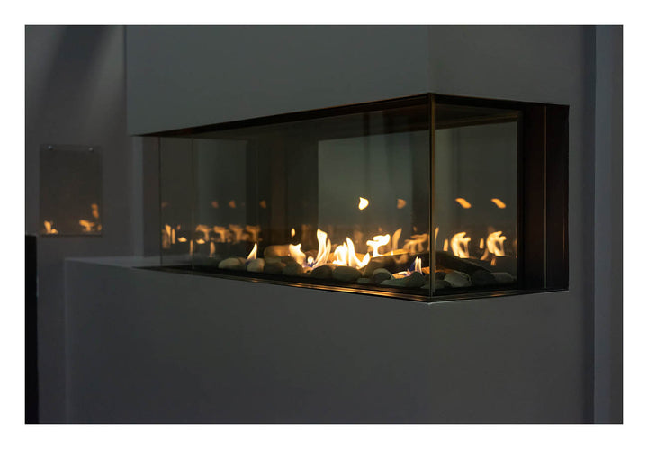 Chimenea de gas natural Sierra Flame Lyon de 48" con 4 lados transparentes