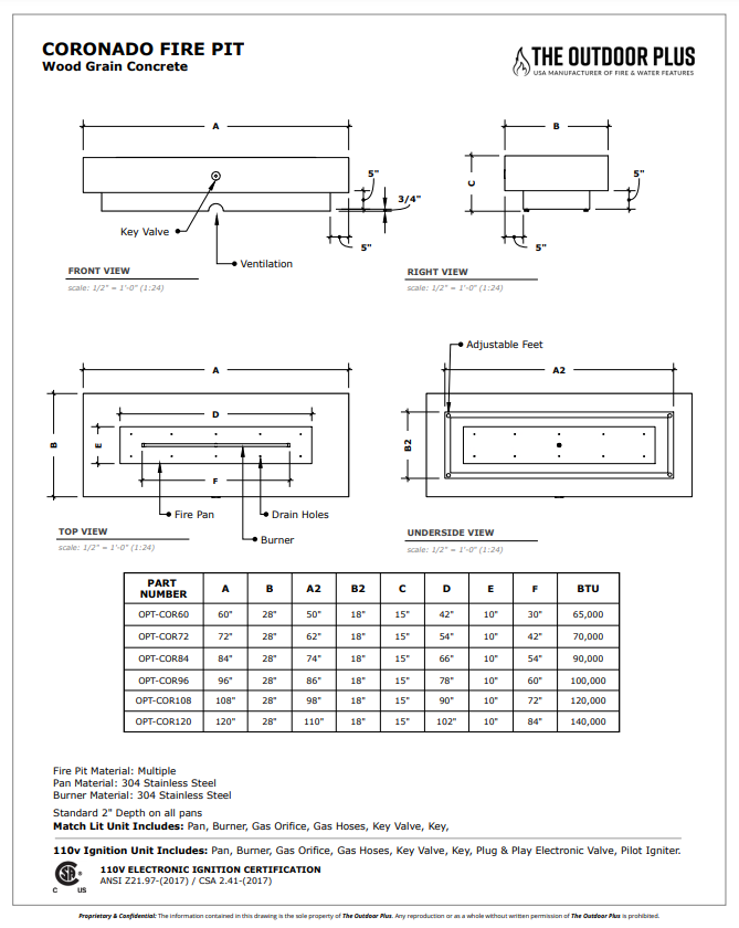 The Outdoor Plus | Fogata Coronado con veta de madera