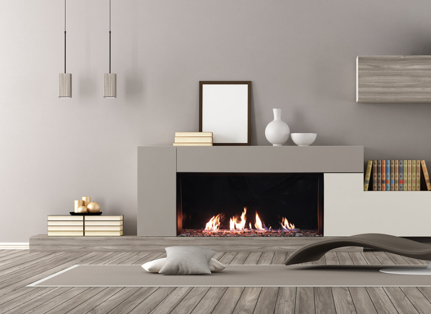 Plaza Luxury 55" Glass Barrier Single-Sided Linear Fireplace