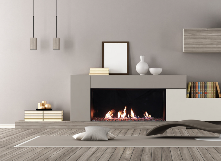 Plaza Luxury 55" Glass Barrier Single-Sided Linear Fireplace