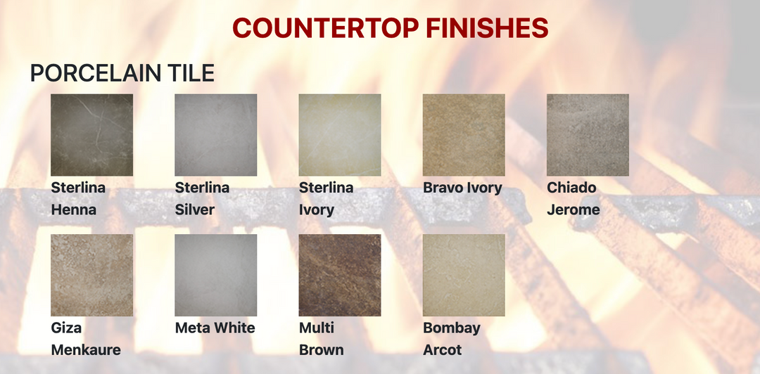 Fogata de gas rectangular con estuco y azulejos Cal Flame