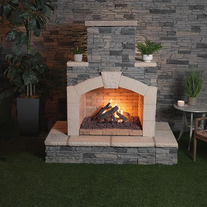 Chimenea de gas para exteriores Cal Flame con repisa envolvente - Serie FRP-908