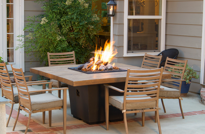 "Reclaimed Wood" Cosmopolitan Square Dining Firetable - American Fyre Designs