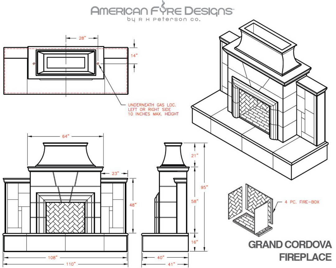 "Grand Cordova" Fireplace- American Fyre Designs