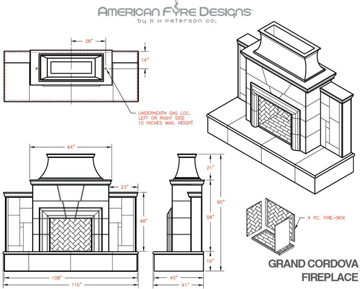 "Grand Cordova" Fireplace- American Fyre Designs