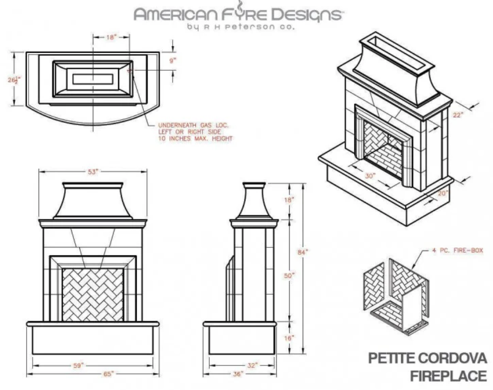 "Petite Cordova" Fireplace- American Fyre Designs