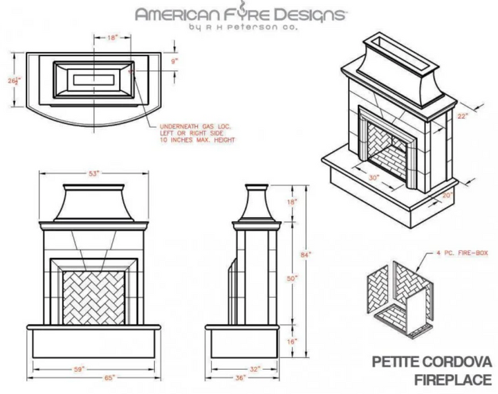 "Petite Cordova" Fireplace- American Fyre Designs