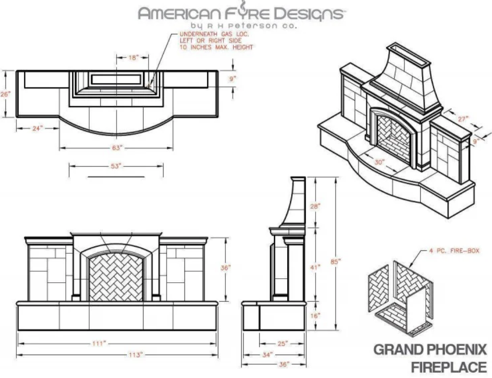 "Grand Phoenix" Fireplace- American Fyre Designs