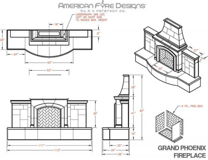 "Grand Phoenix" Fireplace- American Fyre Designs