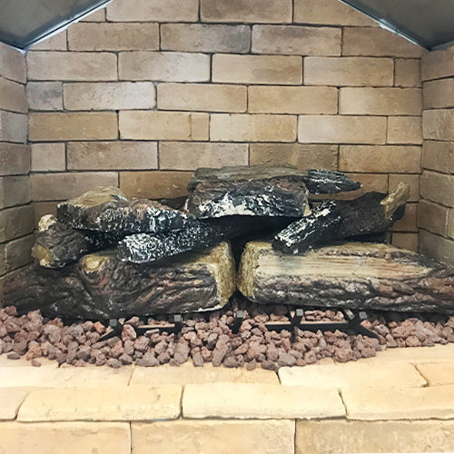 Chimenea de gas para exteriores Cal Flame con repisa envolvente - Serie FRP-908