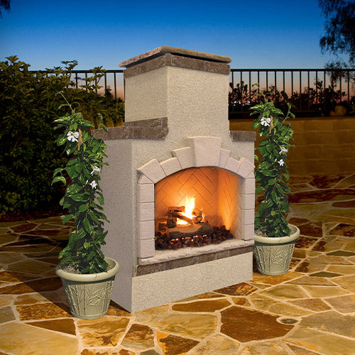 Chimenea de gas para exteriores Cal Flame con repisa envolvente - Serie FRP-908