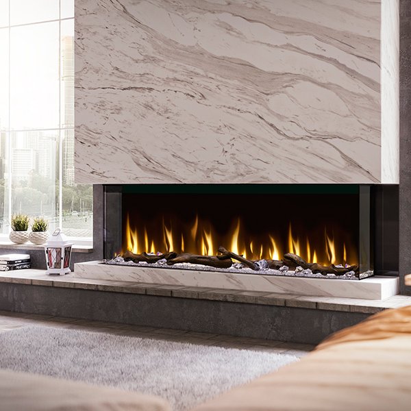 Chimenea eléctrica empotrada Dimplex IgniteXL Bold de 60" con vista lineal multilateral