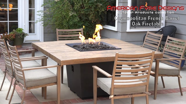 "Reclaimed Wood" Cosmopolitan Square Dining Firetable - American Fyre Designs