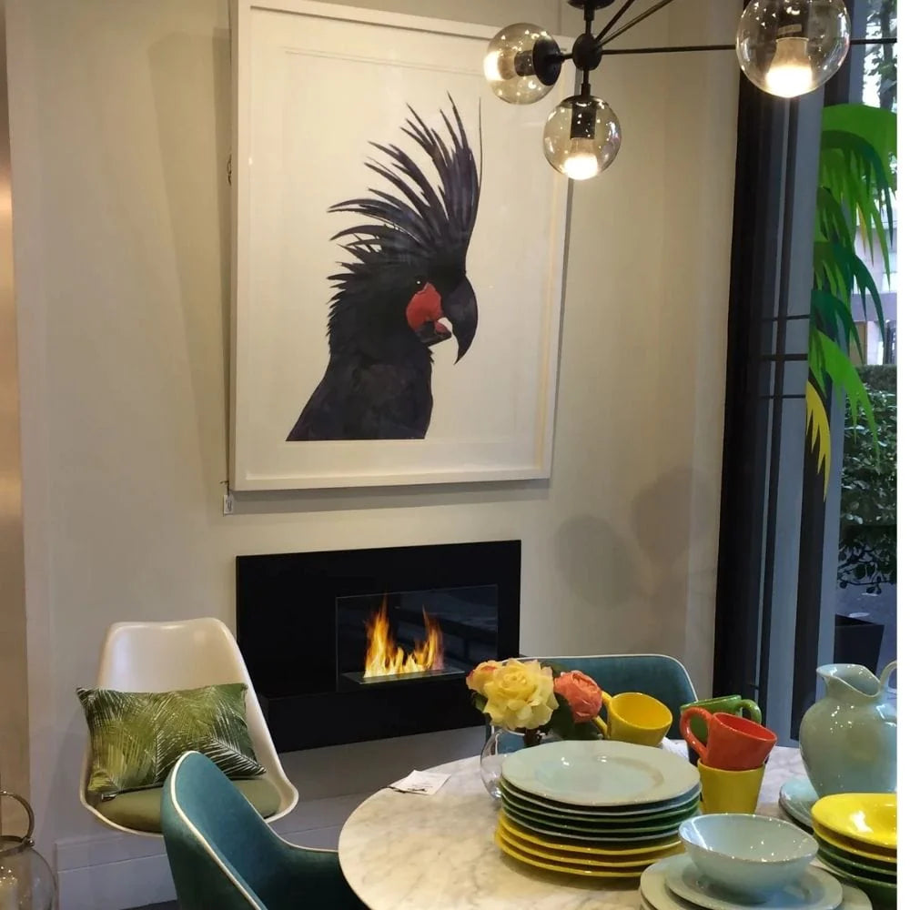 Chimenea de etanol de pared Bio Flame Lotte de 35 pulgadas, color negro