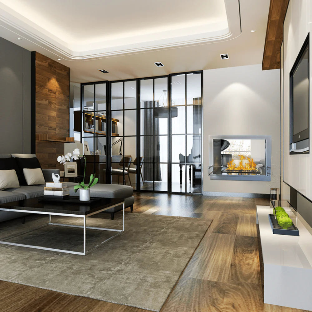 Chimenea de etanol transparente independiente Bio Flame Sek XL de 53 pulgadas