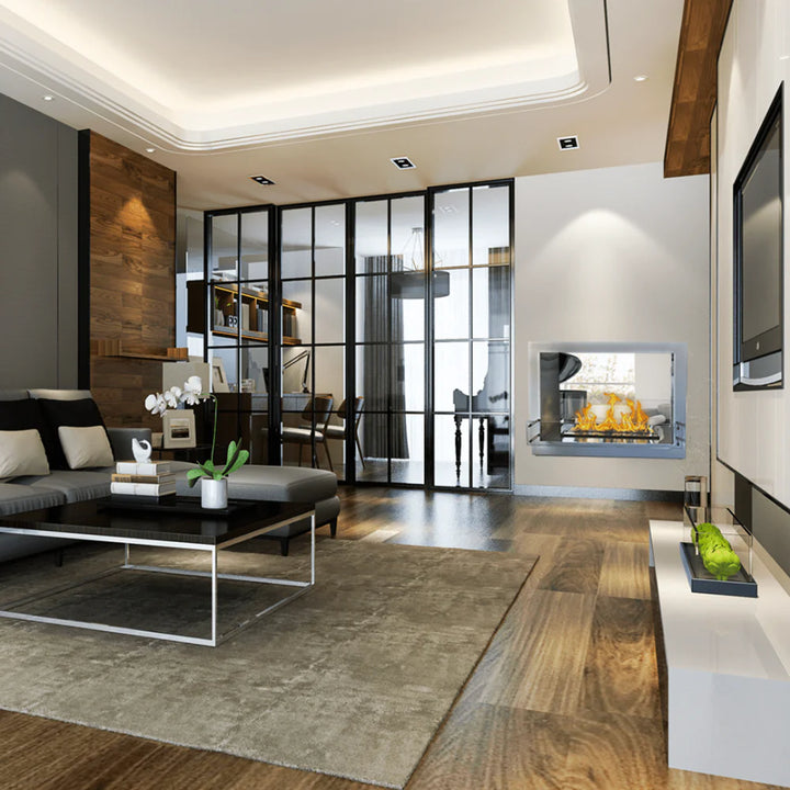 Chimenea de etanol transparente independiente Bio Flame Sek XL de 53 pulgadas