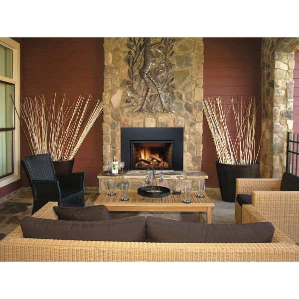 Chimenea insertable Sierra Flame Abbot de 30" con ventilación directa y paneles de porcelana negra