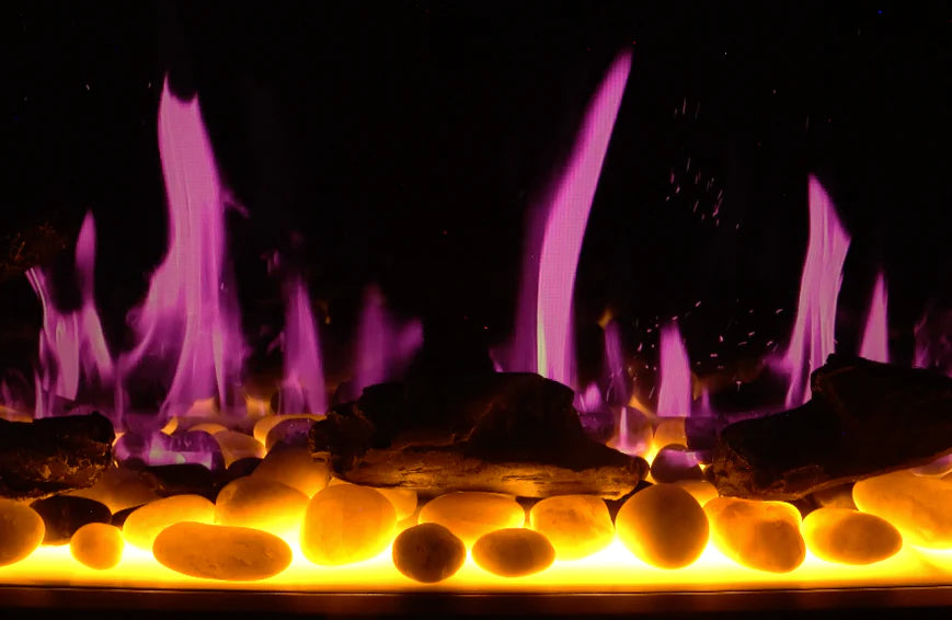 Chimenea eléctrica inteligente Litedeer Gloria II de 58" con aplicación - ZEF58VS, color blanco plateado