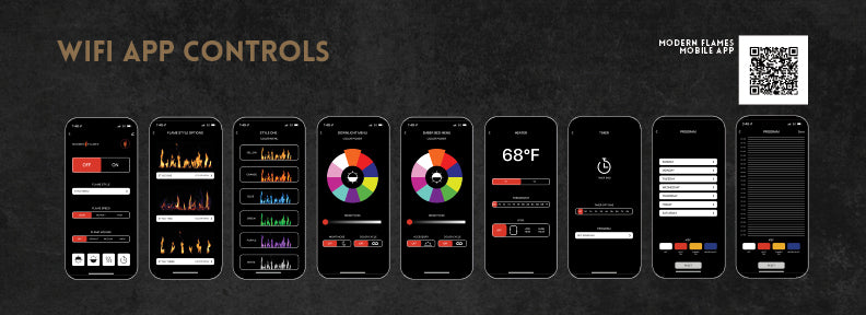 Chimenea eléctrica inteligente Orion Slim de Modern Flames, empotrada o de pared, de 52-100 pulgadas, con efecto de llama real