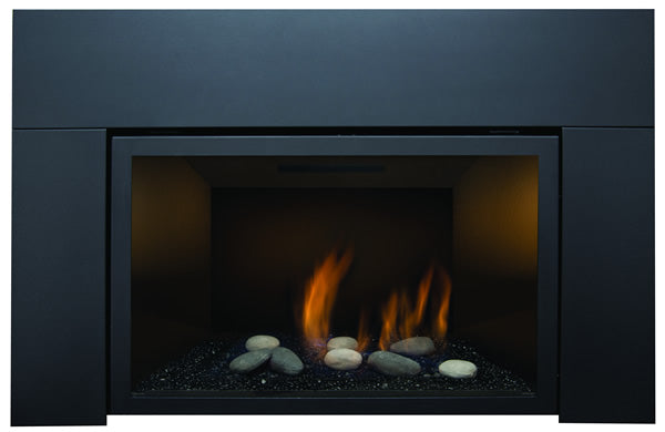 Chimenea insertable Sierra Flame Abbot de 30" con ventilación directa y paneles de porcelana negra