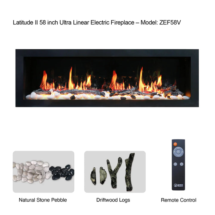 Chimenea eléctrica de pared Litedeer Latitude II de 58" con aplicación - ZEF58V