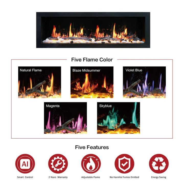 Chimenea eléctrica inteligente de pared Litedeer Latitude II de 68" con aplicación - ZEF68X