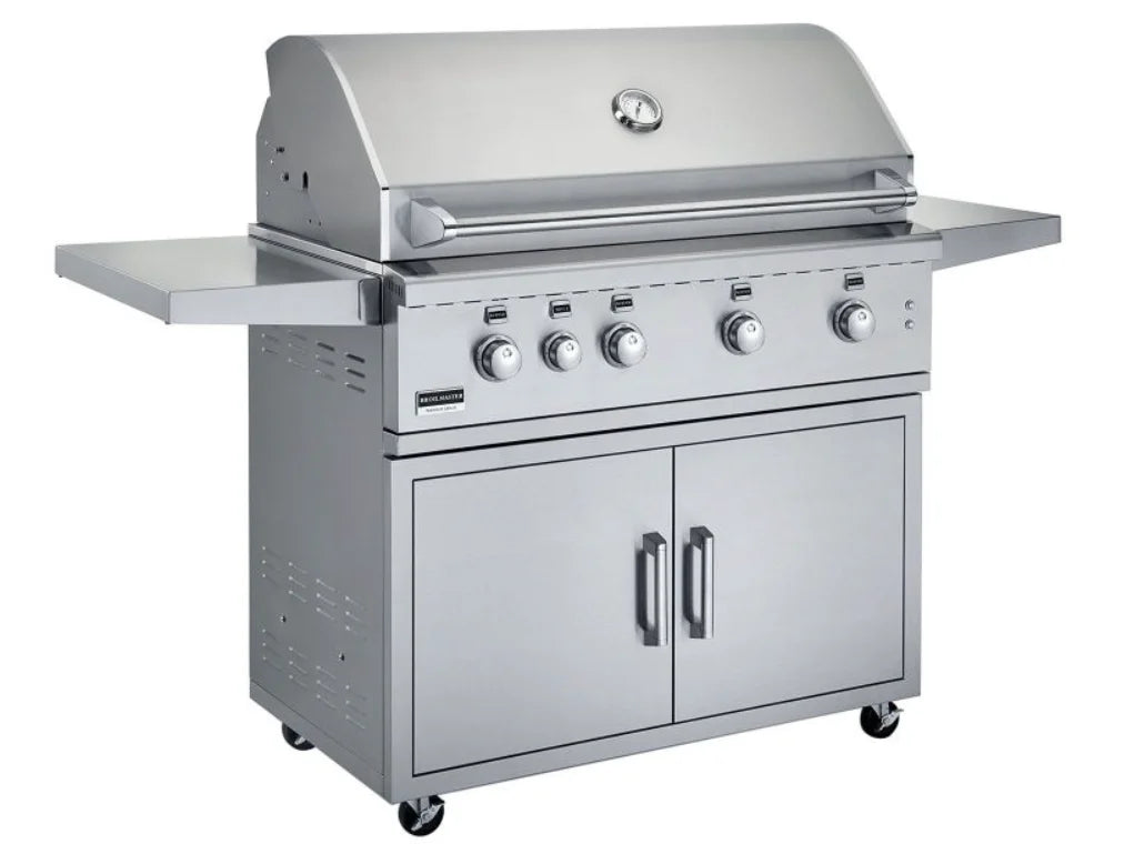 Broilmaster G-Series 42" Portable Gas Grill featuring four Bow Tie burners, 72,000 BTUs, 1,006 sq. in. cooking area and premium 304 stainless steel construction.