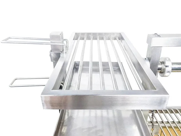 Tagwood BBQ Argentine Santa Maria Wood Fire & Charcoal Gaucho Grill featuring 710 sq. in. total cooking surface across four distinct zones, with height-adjustable main grate, secondary grate, and interchangeable griddle option.