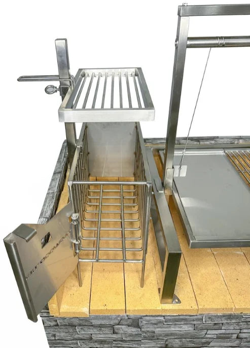 Tagwood Built-in Santa Maria Style Grill (656 sq. in.) - High-performance outdoor grill made from #304 stainless steel, designed for seamless integration into custom-built setups, featuring 656 sq. in. of grilling space plus hanging area and precise fire control through the Santa Maria elevation system.
