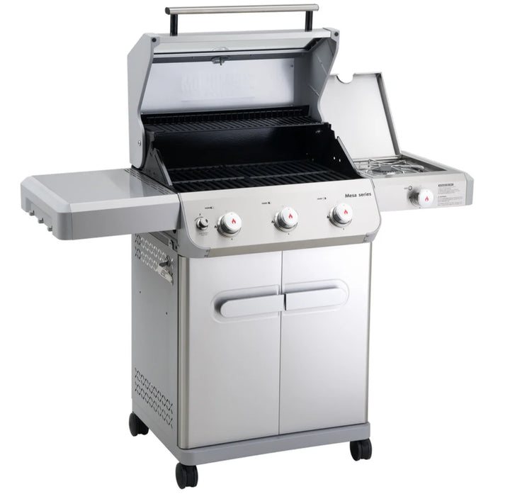 Monument Grills Mesa Series M305 3-Burner Stainless Steel Propane Gas Grill featuring sleek design, efficient heat output, and durable construction for hassle-free outdoor cooking experience.
