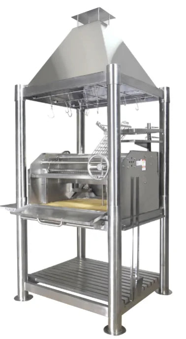 Tagwood "The Silver Bullet" Santa Maria Style Grill - Stainless Steel, featuring six cooking surfaces, built-in firebox, and 304 stainless steel construction for maximum durability in an authentic 360° open-fire experience.