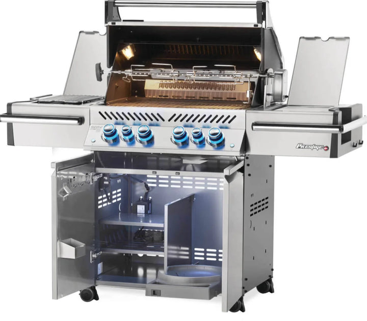 Napoleon Prestige Pro 500 RSIB luxury propane gas grill with six powerful infrared burners and 900 square inches of total cooking space.