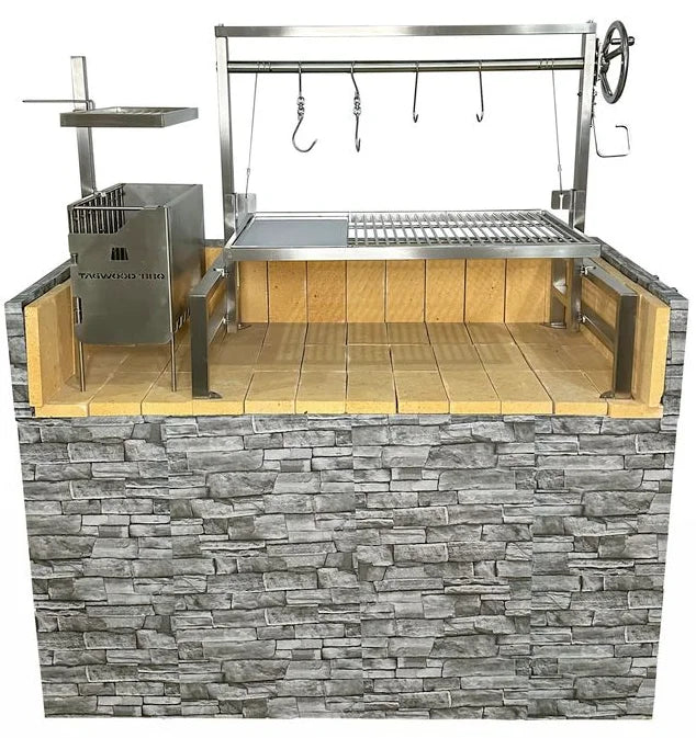 Tagwood Built-in Santa Maria Style Grill (656 sq. in.) - Stainless steel BBQ insert with seamless integration, 656 sq. in. grilling space, and adjustable height for precise cooking control.