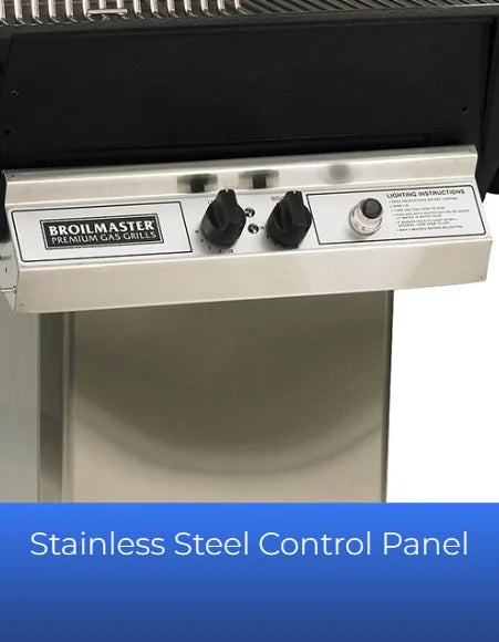 Broilmaster Premium Series P3PK5 Package featuring P3X Premium Gas Grill Head and 2-piece stainless steel cart with removable casters for ultimate grilling versatility and performance.