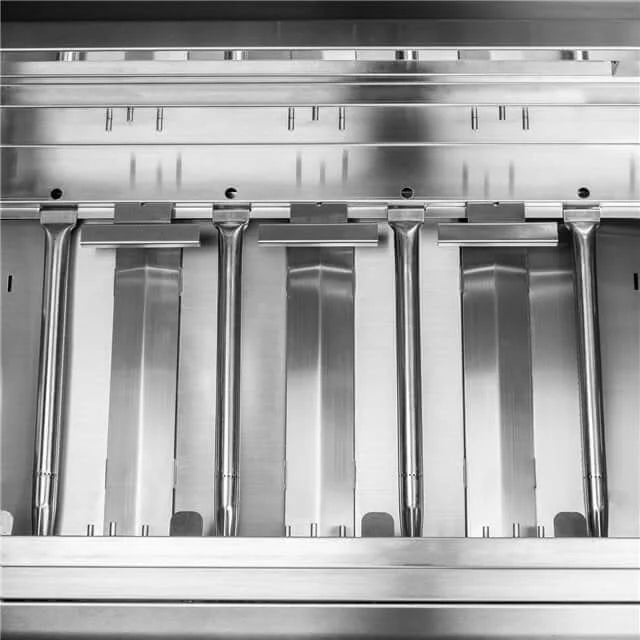 Blaze Prelude LBM 32" Built-In Gas Grill features 304 stainless steel construction, 4 commercial burners producing 56,000 BTUs across 715 sq. in. cooking surface, and heat zone separators for precise temperature control.