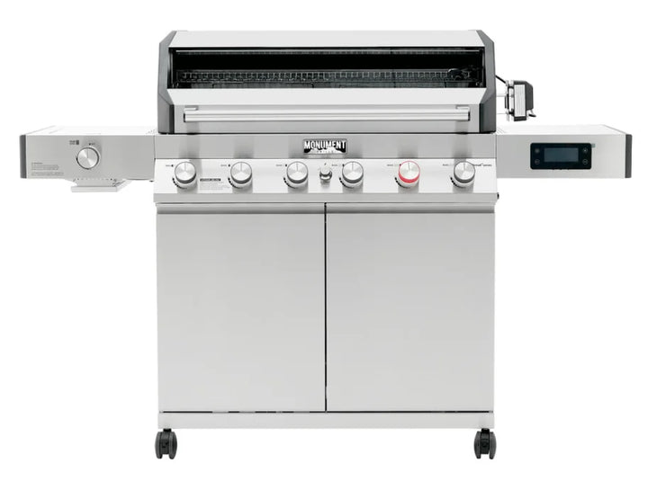Monument Grills Denali Series D605 Pro Gas Grill - Premium stainless steel construction, six high-output burners, ceramic infrared sear burner, and expansive cooking area for professional-grade outdoor cooking.