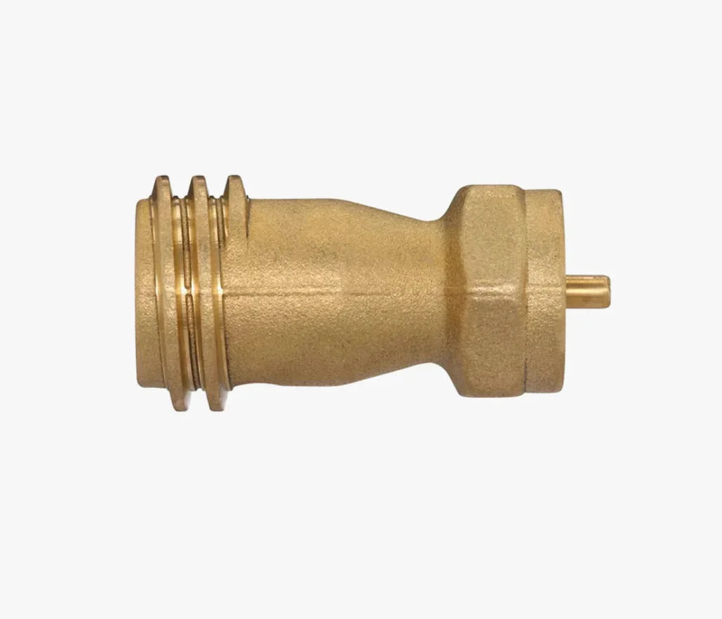 Monument Grills 1LB Tank Adapter converts small propane canisters to standard 20LB tank devices with heavy-duty brass construction for secure leak-free connection and long-lasting durability.