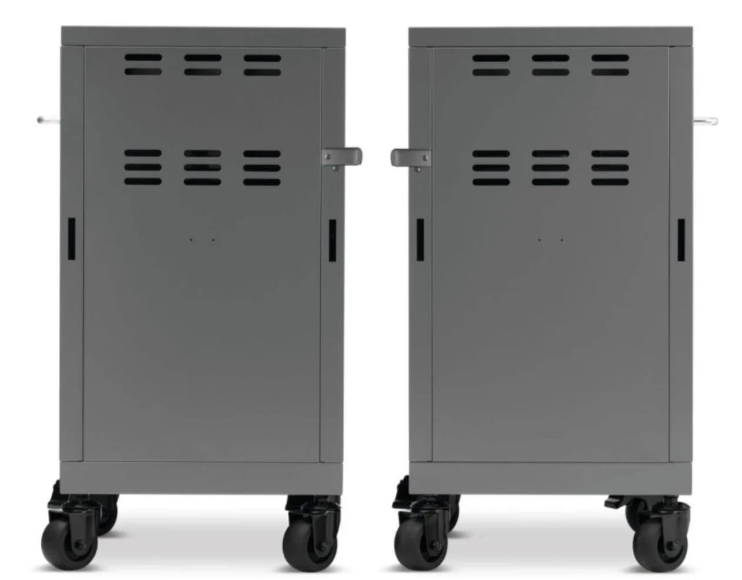 Napoleon Prestige Under Grill Storage Carts (Two Carts) - Two free-floating stainless steel storage cabinets with hidden top drawer, tool hooks, and integrated divider for organized grilling essentials.