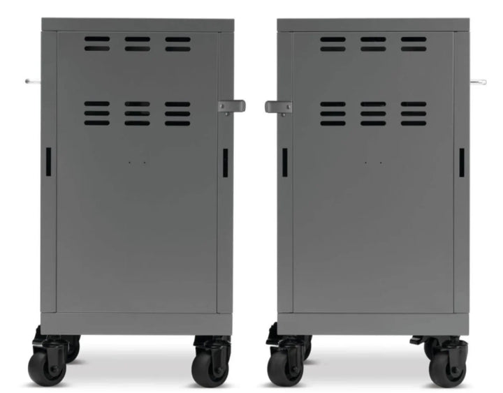 Napoleon Prestige Under Grill Storage Carts (Two Carts) - Two free-floating stainless steel storage cabinets with hidden top drawer, tool hooks, and integrated divider for organized grilling essentials.